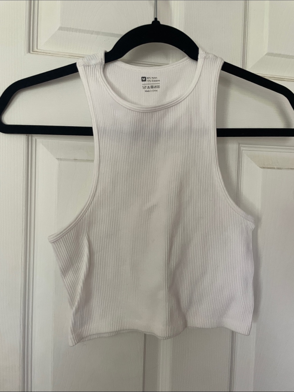 SHEIN White Ribbed Crop Tank Top